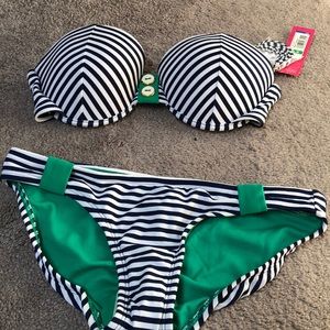 NWT - Striped Bandeau Bikini